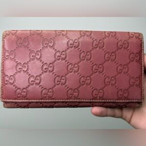 GUCCI Guccissima Bifold Long Wallet Peonia Flower Preowned